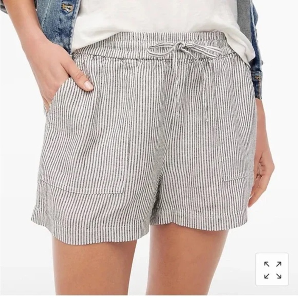 Jcrew Striped linen-blend drawstring short xxs in seersucker